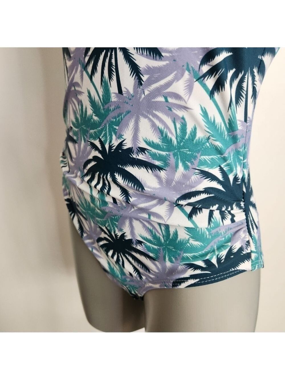 Jones New York Tropical Palm Print One Piece Ruffle Strap Bathing Suit Size M - Picture 8 of 13